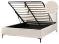 Miniatyrbilde 1 av 11: Dobbeltseng med oppbevaring Off-white Boucle 160 x 200 cm Svarte metallben Polstret sengegavl Glamorøs stil Sengeramme Soverom