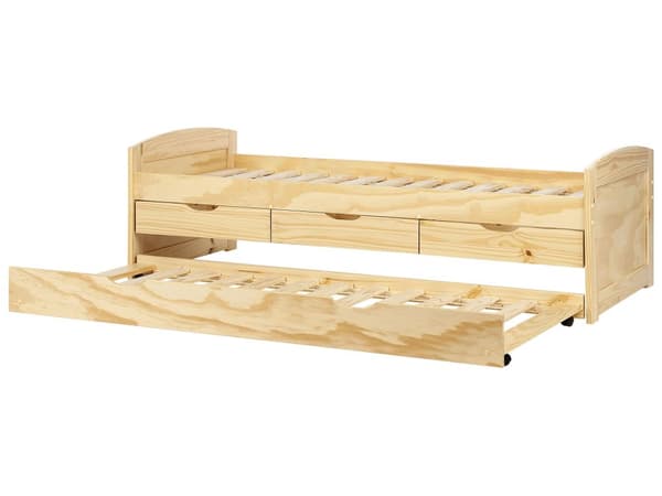 Barnsäng Ljus Furuträ Ram 90 x 200 cm Enkel Storlek Ram Utdragbar Extrasäng