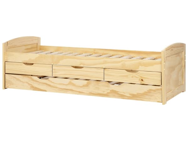 Barnsäng Ljus Furuträ Ram 90 x 200 cm Enkel Storlek Ram Utdragbar Extrasäng