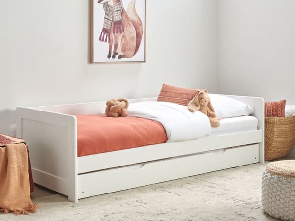 Barnsäng Vit Furuträ Ram 90 x 200 cm Enkel Storlek Ram Utdragbar Extrasäng