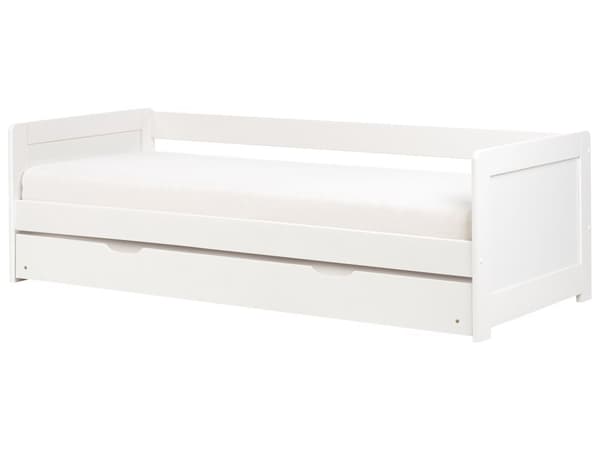 Barnsäng Vit Furuträ Ram 90 x 200 cm Enkel Storlek Ram Utdragbar Extrasäng
