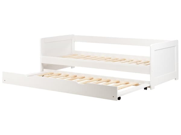 Barnsäng Vit Furuträ Ram 90 x 200 cm Enkel Storlek Ram Utdragbar Extrasäng