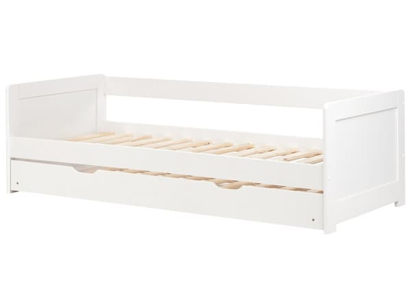 Barnsäng Vit Furuträ Ram 90 x 200 cm Enkel Storlek Ram Utdragbar Extrasäng