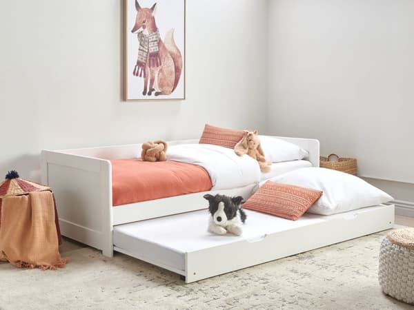 Barnsäng Vit Furuträ Ram 90 x 200 cm Enkel Storlek Ram Utdragbar Extrasäng