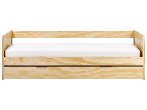 Barnsäng Ljus Furuträ Ram 90 x 200 cm Enkel Storlek Ram Utdragbar Extrasäng