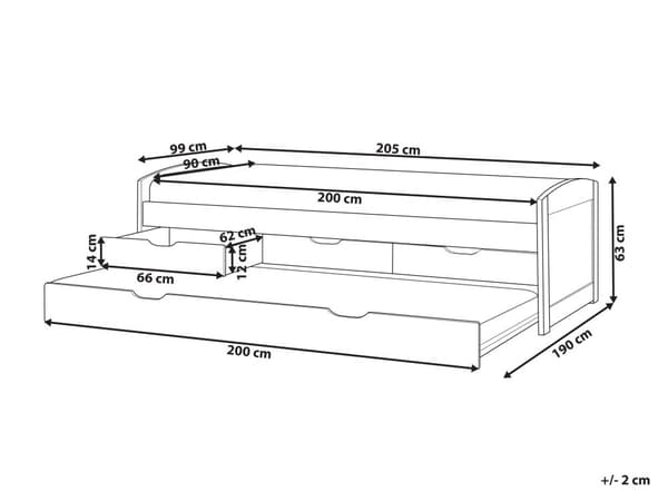 Barnsäng Vit Furuträ Ram 90 x 200 cm Enkel Storlek Ram Utdragbar Extrasäng