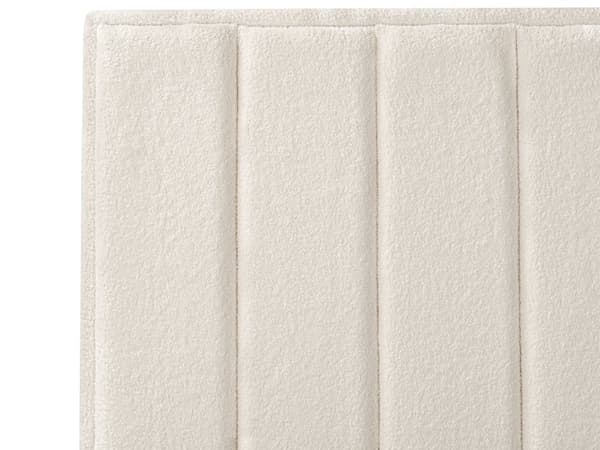 Dobbeltseng Hvid Boucle Polstret 180 x 200 cm 2 Personers Seng med Opbevaring Sengeramme To Mands Højt Sengestel med Gavl