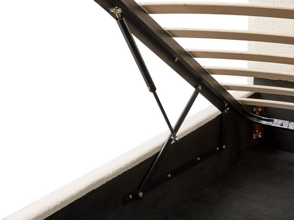 Dobbeltseng Hvid Boucle Polstret 160 x 200 cm 2 Personers Seng med Opbevaring Sengeramme To Mands Højt Sengestel med Gavl