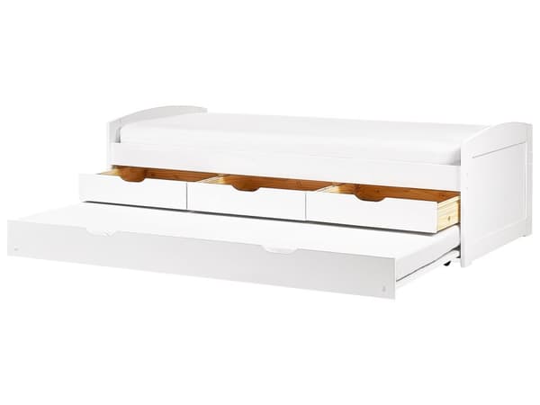 Dagseng Hvit Furu 90 x 200 cm Moderne og skandinavisk stil Ekstra uttrekkbar seng Oppbevaring Barnerom Soverom