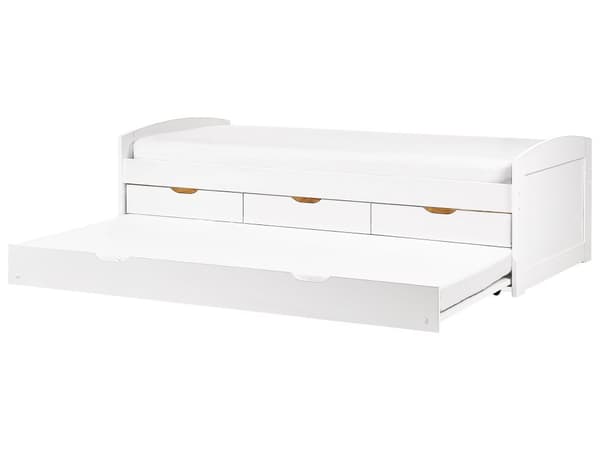 Dagseng Hvit Furu 90 x 200 cm Moderne og skandinavisk stil Ekstra uttrekkbar seng Oppbevaring Barnerom Soverom