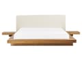 Miniatyrbillede 6 af 11: Seng Hvid Træ 160 x 200 cm Moderne Dobbeltseng med Sengegavl To Mands Lav Sengeramme LED Futon Minimalistisk Design Træseng Japansk