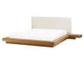 Miniatyrbillede 7 af 11: Seng Hvid Træ 160 x 200 cm Moderne Dobbeltseng med Sengegavl To Mands Lav Sengeramme LED Futon Minimalistisk Design Træseng Japansk