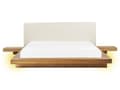 Miniatyrbillede 1 af 11: Seng Hvid Træ 160 x 200 cm Moderne Dobbeltseng med Sengegavl To Mands Lav Sengeramme LED Futon Minimalistisk Design Træseng Japansk