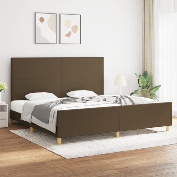Sängram utan madrass mörkbrun 200x200 cm tyg