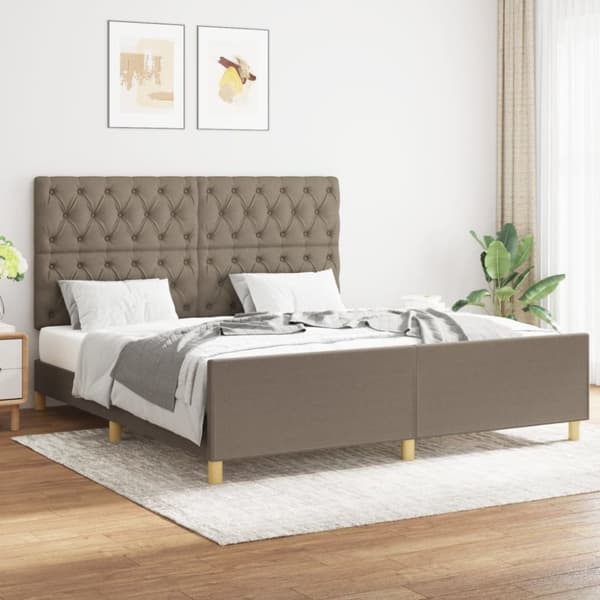Sängram utan madrass taupe 160x200 cm tyg