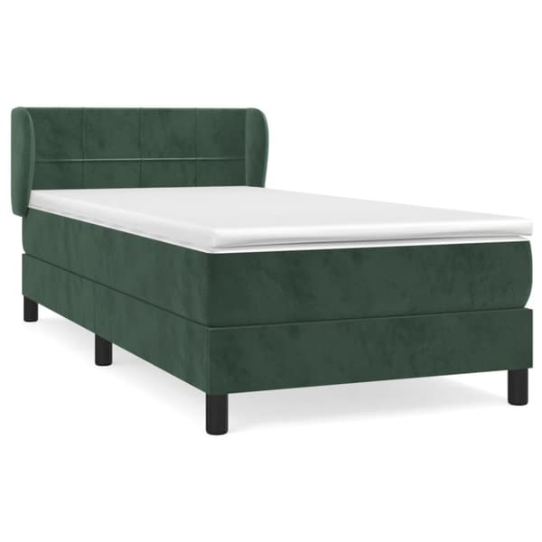 Ramsäng med madrass mörkgrön 90x190 cm sammet