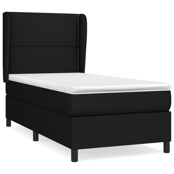 Ramsäng med madrass svart 90x190 cm tyg