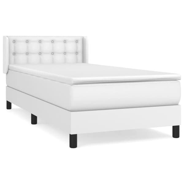 Ramsäng med madrass vit 100x200 cm konstläder