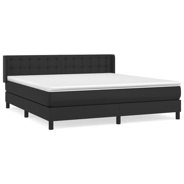 Ramsäng med madrass svart 160x200 cm konstläder