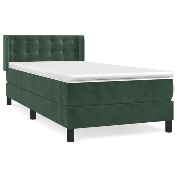 Ramsäng med madrass mörkgrön 90x200 cm sammet