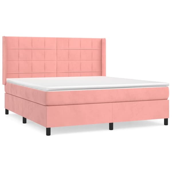 Ramsäng med madrass rosa 180x200 cm sammet