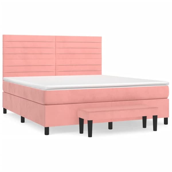 Ramsäng med madrass rosa 160x200 cm sammet