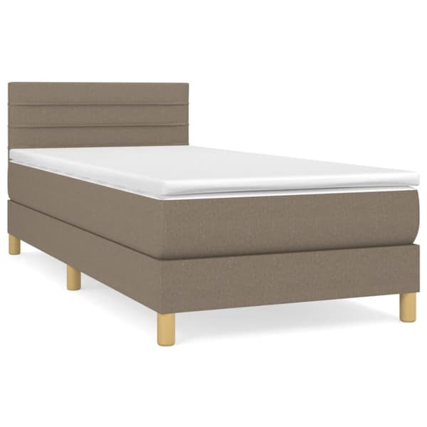 Ramsäng med madrass taupe 90x190 cm tyg