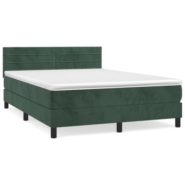 Ramsäng med madrass mörkgrön 140x190 cm sammet