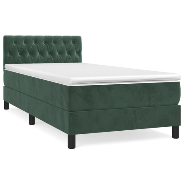 Ramsäng med madrass mörkgrön 90x200 cm sammet