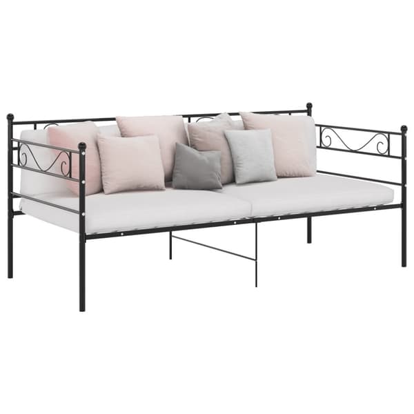 Sängram bäddsoffa svart metall 90x200 cm