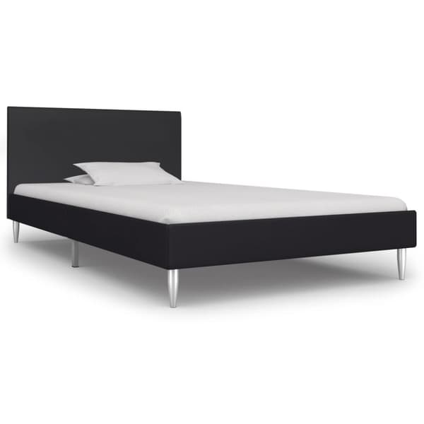 Sängram utan madrass svart tyg 90x200 cm