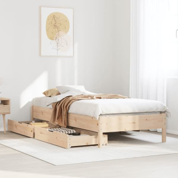 Sängram utan madrass 90x200 cm massiv furu