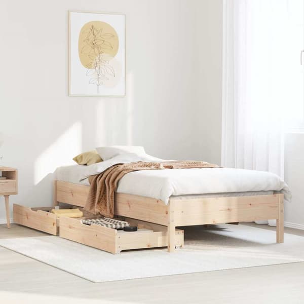 Sängram utan madrass 75x190 cm massiv furu