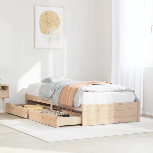 Sängram utan madrass 75x190 cm massiv furu