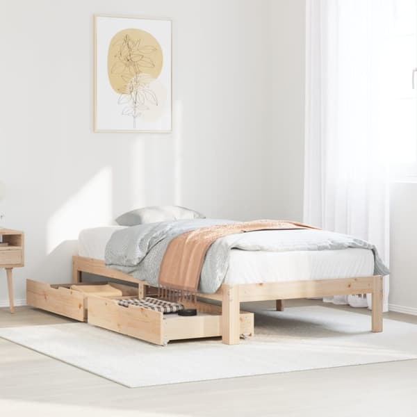 Sängram med lådor 90x190 cm massiv furu