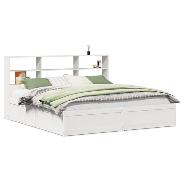 Sängram utan madrass vit 180x200 cm massiv furu
