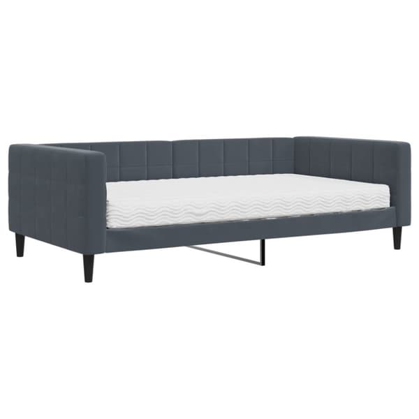 Dagbädd med madrass mörkgrå 100x200 cm sammet