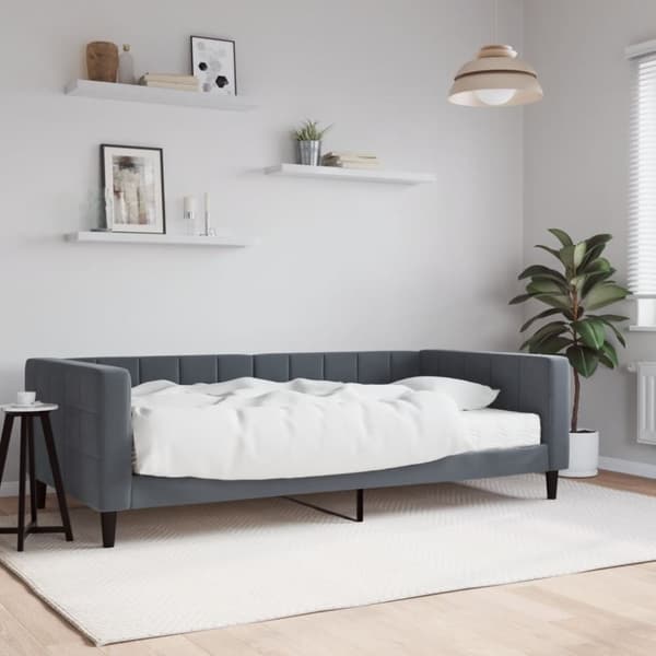 Dagbädd med madrass mörkgrå 100x200 cm sammet
