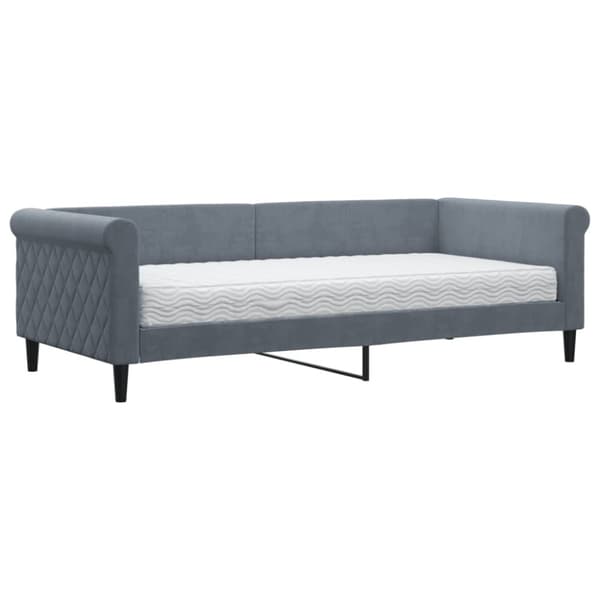 Dagbädd med madrass mörkgrå 90x200 cm sammet