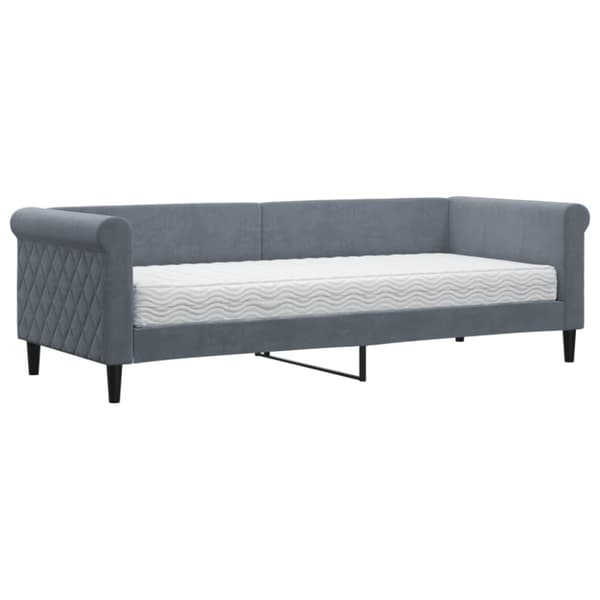 Dagbädd med madrass mörkgrå 80x200 cm sammet