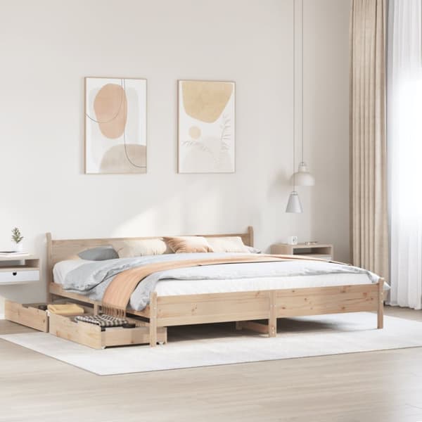 Sängram utan madrass 200x200 cm massiv furu