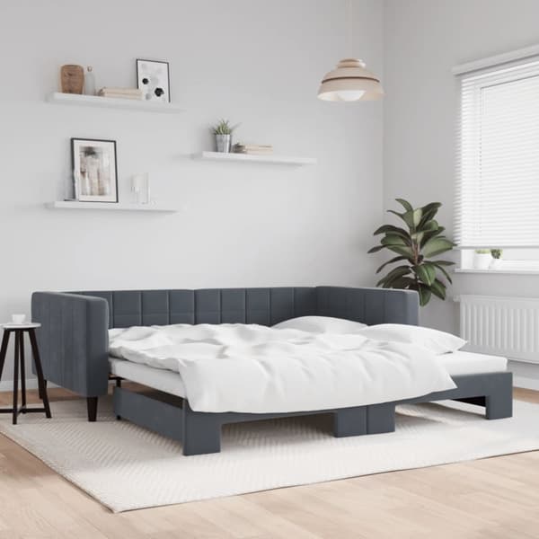 Dagbädd utdragbar mörkgrå 100x200 cm sammet