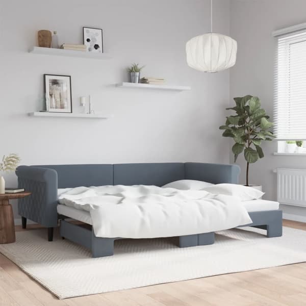 Dagbädd utdragbar mörkgrå 90x200 cm sammet