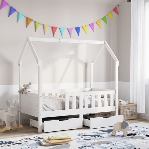 Sängram med lådor för barnsäng 80x160 cm massiv furu
