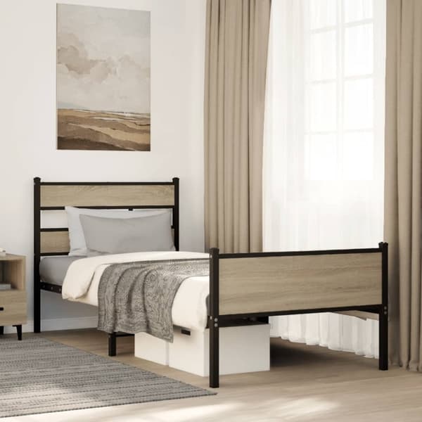 Sängram utan madrass sonoma-ek 90x190 cm konstruerad trä