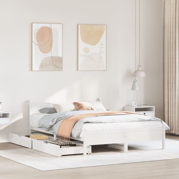Sängram utan madrass vit 120x190 cm massiv furu