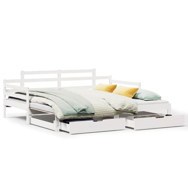 Dagbädd utdragbar med lådor utan madrass vit 90x190 cm