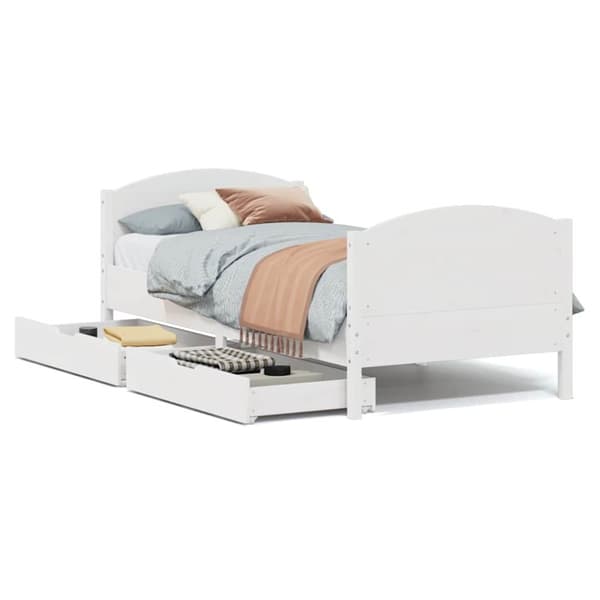 Sängram utan madrass vit 100x200 cm massiv furu