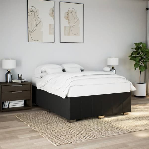 Sängram utan madrass svart 140x190 cm tyg
