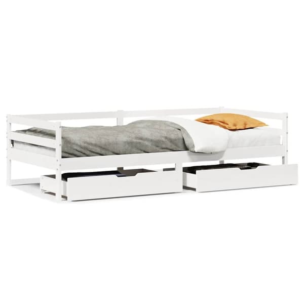 Dagbädd med lådor vit 90x200 cm massiv furu